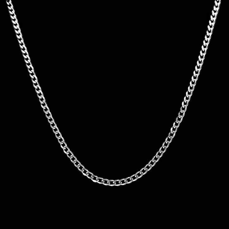 3MM Cuban Chain necklace on black background.