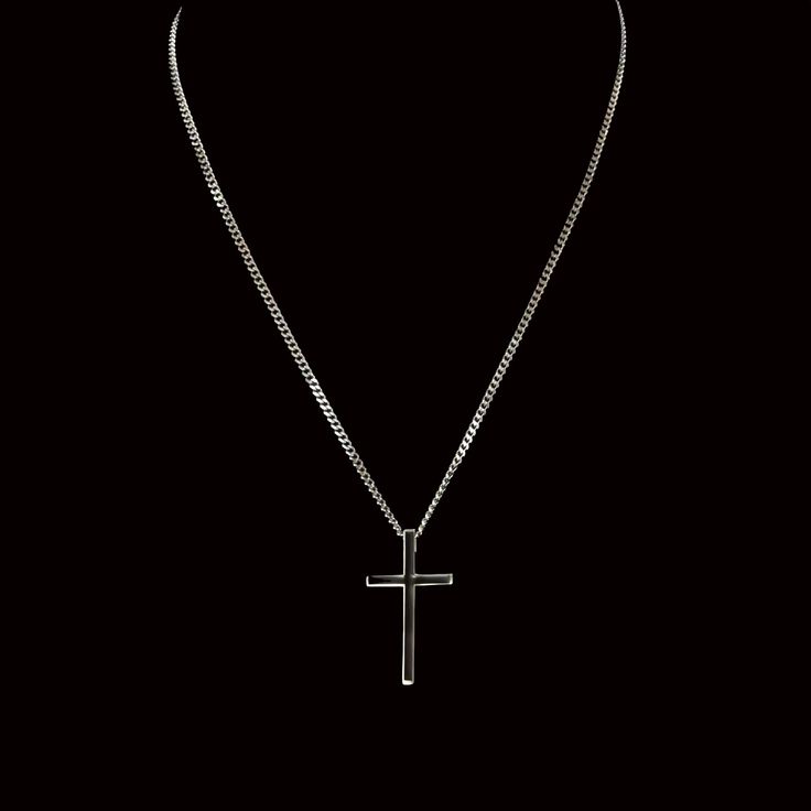 Chaine With Cross Necklace featuring polished cross pendant on stainless steel chain.