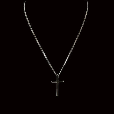 Chaine With Cross Necklace featuring polished cross pendant on stainless steel chain.