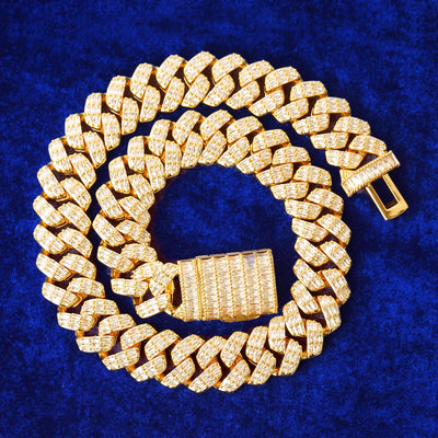 Bubble Letter Cuban Link Chain Men Necklace Real Gold Plated Baguette Hip Hop Jewelry Christmas Gift