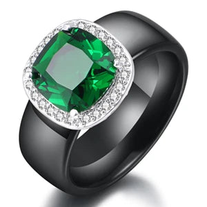 S925 Sterling Silver Green Stone Ring