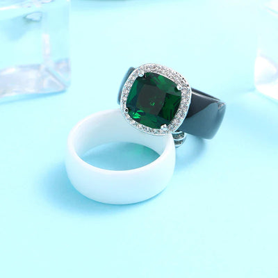 S925 Sterling Silver Green Stone Ring