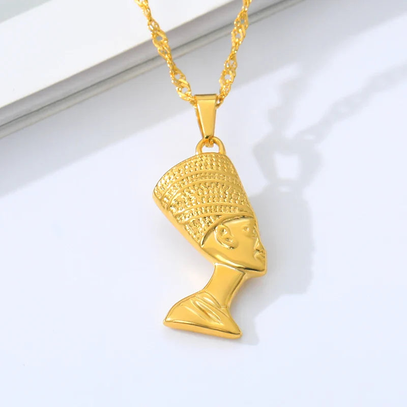 Vintage Egyptian Queen Nefertiti Necklaces For Women Stainless Steel Choker Necklace Black History Month Jewelry Gift