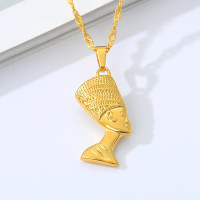 Vintage Egyptian Queen Nefertiti Necklaces For Women Stainless Steel Choker Necklace Black History Month Jewelry Gift