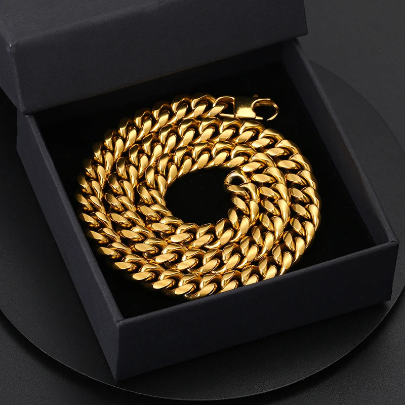 8mm 6mm Classic Cuban Chain Stainless Steel Necklace For Men's Women Chains Around The Neck Gold Silver Color Necklace Gift