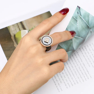Oversize CZ Crystal Fashion Ring Stainless Steel – Chunky Never-Fade Statement Ring