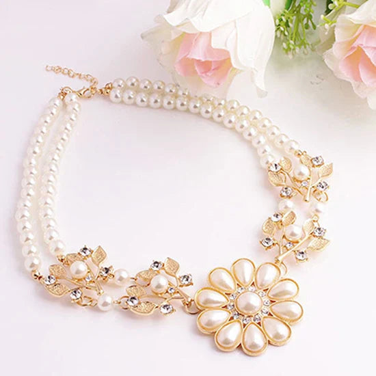 Collar con colgante de flor de perla artificial bohemia para mujer, gargantilla, joyería, regalo, venta al por mayor, envío directo, novedad
