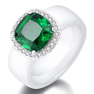 S925 Sterling Silver Green Stone Ring