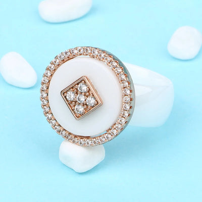 Oversize CZ Crystal Fashion Ring Stainless Steel – Chunky Never-Fade Statement Ring
