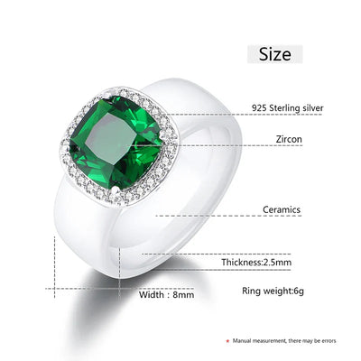 S925 Sterling Silver Green Stone Ring