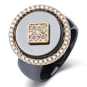 Oversize CZ Crystal Fashion Ring Stainless Steel – Chunky Never-Fade Statement Ring
