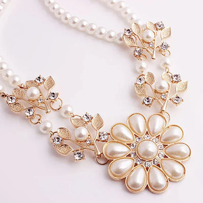 Collar con colgante de flor de perla artificial bohemia para mujer, gargantilla, joyería, regalo, venta al por mayor, envío directo, novedad