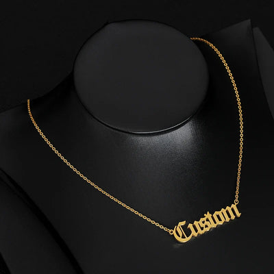 Old English Custom Name Necklaces For Women Men Stainless Steel Customized Necklace Pendant Personalized Goth Neck Chain Jewelry
