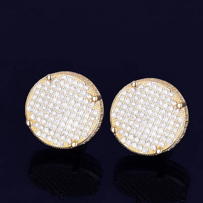 Pendientes redondos de 4 mm con cierre de rosca y circonitas cúbicas AAAA en tono dorado para hombre