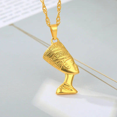 Vintage Egyptian Queen Nefertiti Necklaces For Women Stainless Steel Choker Necklace Black History Month Jewelry Gift