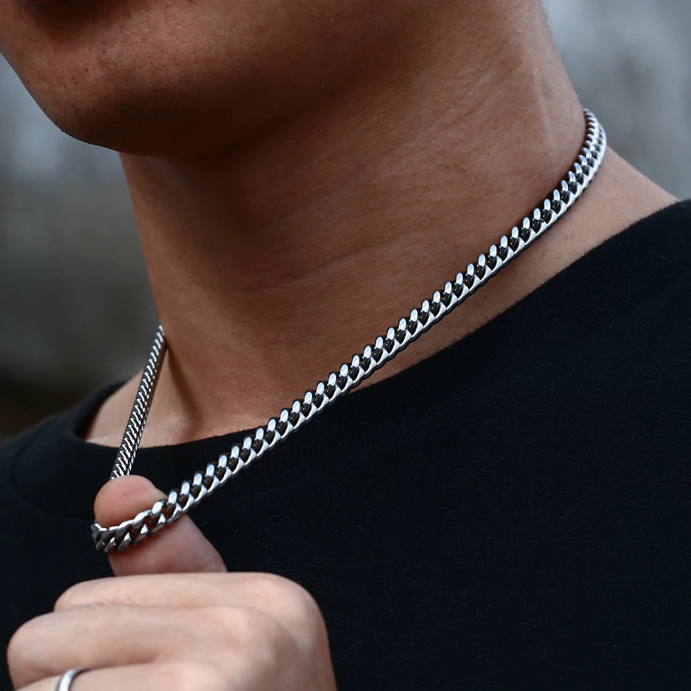 8mm 6mm Classic Cuban Chain Stainless Steel Necklace For Men's Women Chains Around The Neck Gold Silver Color Necklace Gift