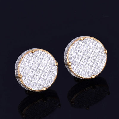 Pendientes redondos de 4 mm con cierre de rosca y circonitas cúbicas AAAA en tono dorado para hombre