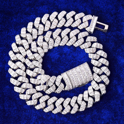Bubble Letter Cuban Link Chain Men Necklace Real Gold Plated Baguette Hip Hop Jewelry Christmas Gift