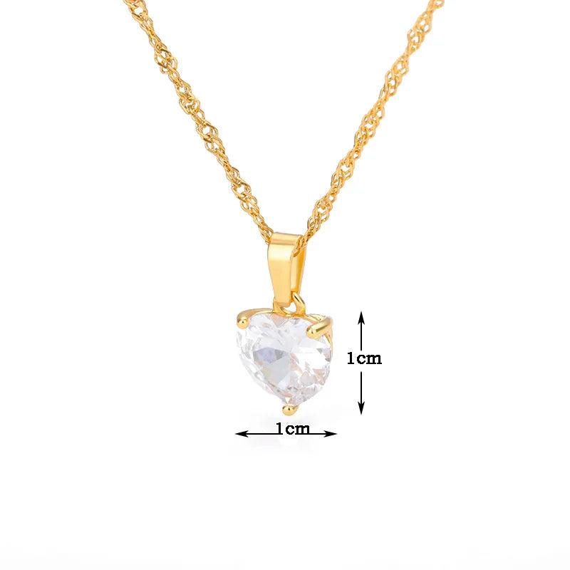 Collar con colgante de corazón de circonita y cadena de acero inoxidable para mujer y hombre, gargantilla de clavícula con cristales de circonita cúbica, regalo de San Valentín.
