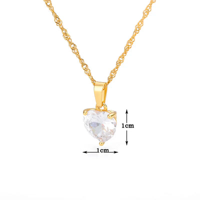 Collar con colgante de corazón de circonita y cadena de acero inoxidable para mujer y hombre, gargantilla de clavícula con cristales de circonita cúbica, regalo de San Valentín.