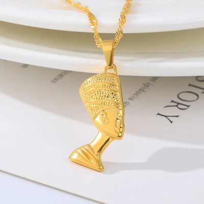 Vintage Egyptian Queen Nefertiti Necklaces For Women Stainless Steel Choker Necklace Black History Month Jewelry Gift