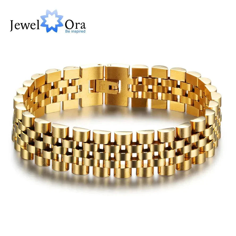 Luxury Gold‑Tone Stainless Steel Men’s Chain Link Bracelet