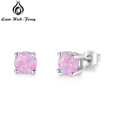 Pendientes clásicos de ópalo para mujer, de plata de ley 925, redondos y pequeños, regalo de Navidad.