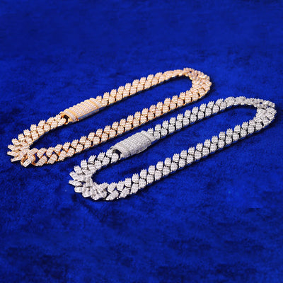 Bubble Letter Cuban Link Chain Men Necklace Real Gold Plated Baguette Hip Hop Jewelry Christmas Gift
