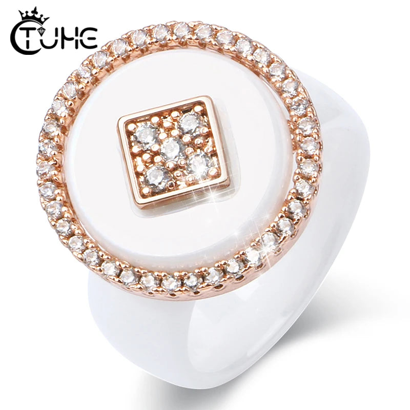 Oversize CZ Crystal Fashion Ring Stainless Steel – Chunky Never-Fade Statement Ring
