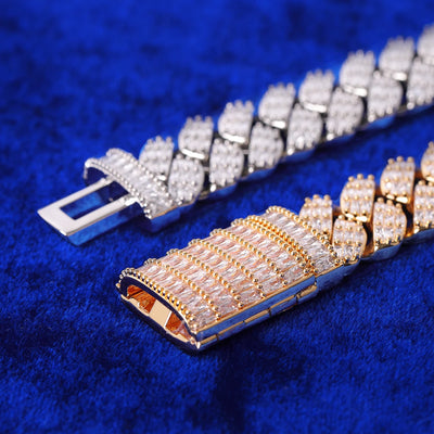 Bubble Letter Cuban Link Chain Men Necklace Real Gold Plated Baguette Hip Hop Jewelry Christmas Gift