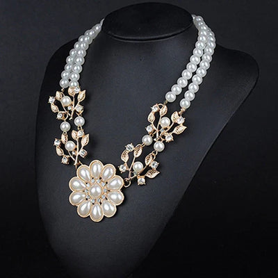 Collar con colgante de flor de perla artificial bohemia para mujer, gargantilla, joyería, regalo, venta al por mayor, envío directo, novedad