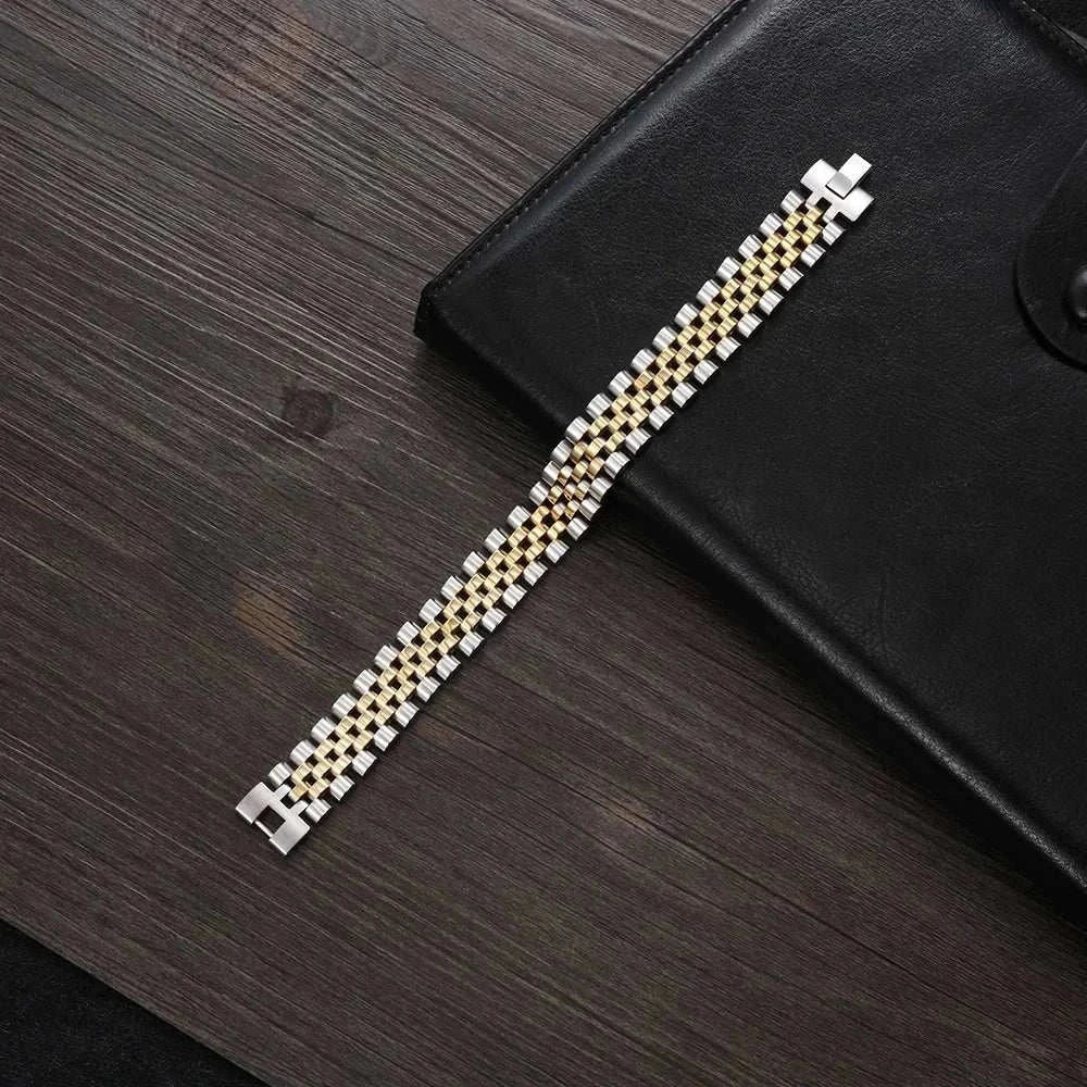 Luxury Gold‑Tone Stainless Steel Men’s Chain Link Bracelet