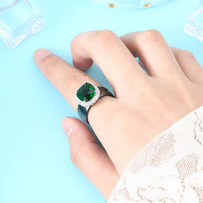S925 Sterling Silver Green Stone Ring