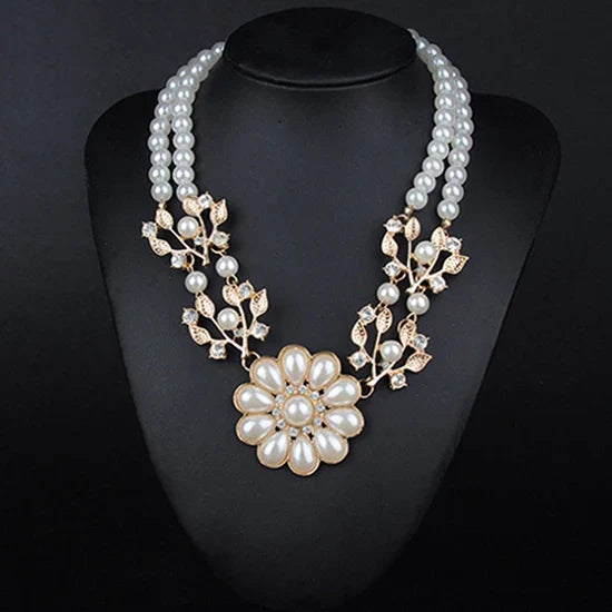 Collar con colgante de flor de perla artificial bohemia para mujer, gargantilla, joyería, regalo, venta al por mayor, envío directo, novedad