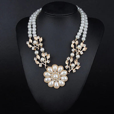 Collar con colgante de flor de perla artificial bohemia para mujer, gargantilla, joyería, regalo, venta al por mayor, envío directo, novedad