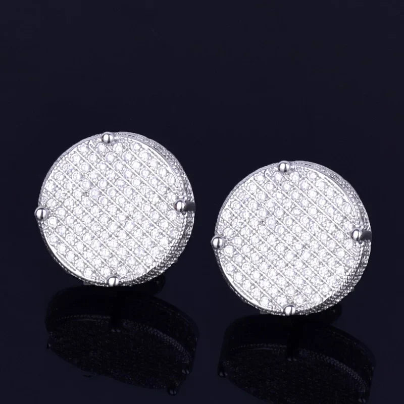 Pendientes redondos de 4 mm con cierre de rosca y circonitas cúbicas AAAA en tono dorado para hombre