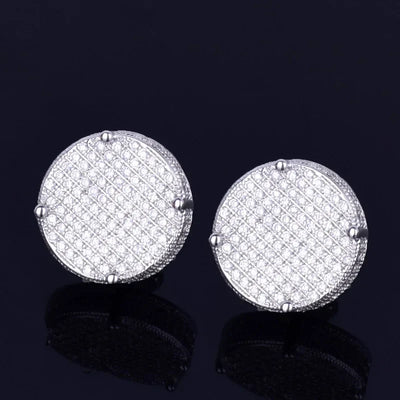 Pendientes redondos de 4 mm con cierre de rosca y circonitas cúbicas AAAA en tono dorado para hombre
