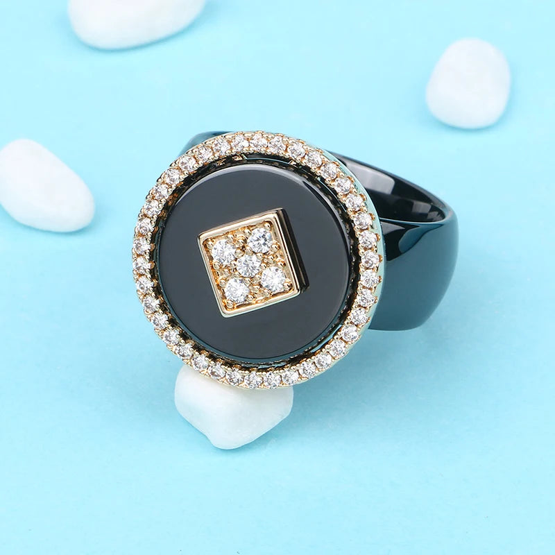 Oversize CZ Crystal Fashion Ring Stainless Steel – Chunky Never-Fade Statement Ring