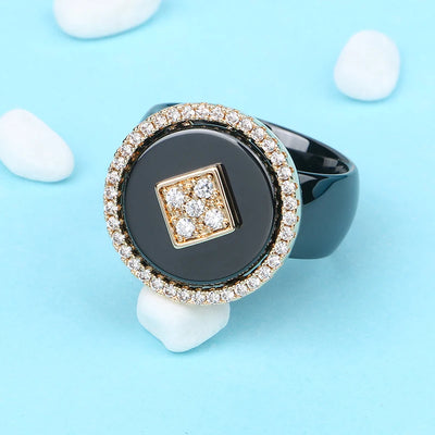 Oversize CZ Crystal Fashion Ring Stainless Steel – Chunky Never-Fade Statement Ring