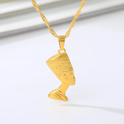 Vintage Egyptian Queen Nefertiti Necklaces For Women Stainless Steel Choker Necklace Black History Month Jewelry Gift