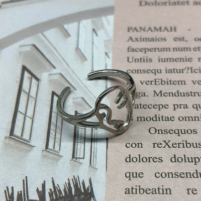 Aesthetic Vintage Sun Face Ring Stainless Steel – Punk / Gothic Couple Ring