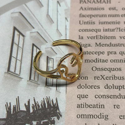 Aesthetic Vintage Sun Face Ring Stainless Steel – Punk / Gothic Couple Ring