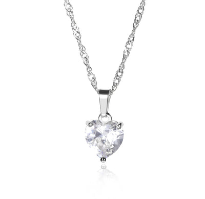 Collar con colgante de corazón de circonita y cadena de acero inoxidable para mujer y hombre, gargantilla de clavícula con cristales de circonita cúbica, regalo de San Valentín.