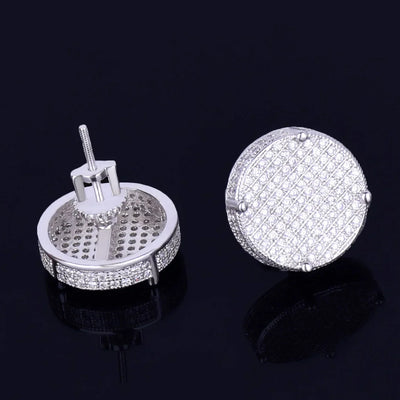 Pendientes redondos de 4 mm con cierre de rosca y circonitas cúbicas AAAA en tono dorado para hombre