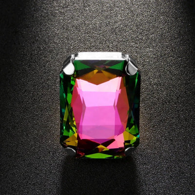 Stonefans Colourful Square Jewelry Set Choker Statement Accessories Fashion Geometric Rhinestone Necklace Ring Set for Women