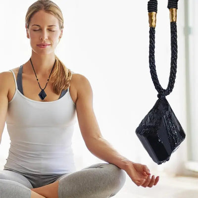 Natural Crystal Black Tourmaline Stone Necklace