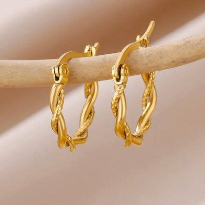 Stainless Steel Earrings for Women Gold Color Round Hoop Earrings 2023 Trending New Classic Couple Ear Piercing Jewelry aretes