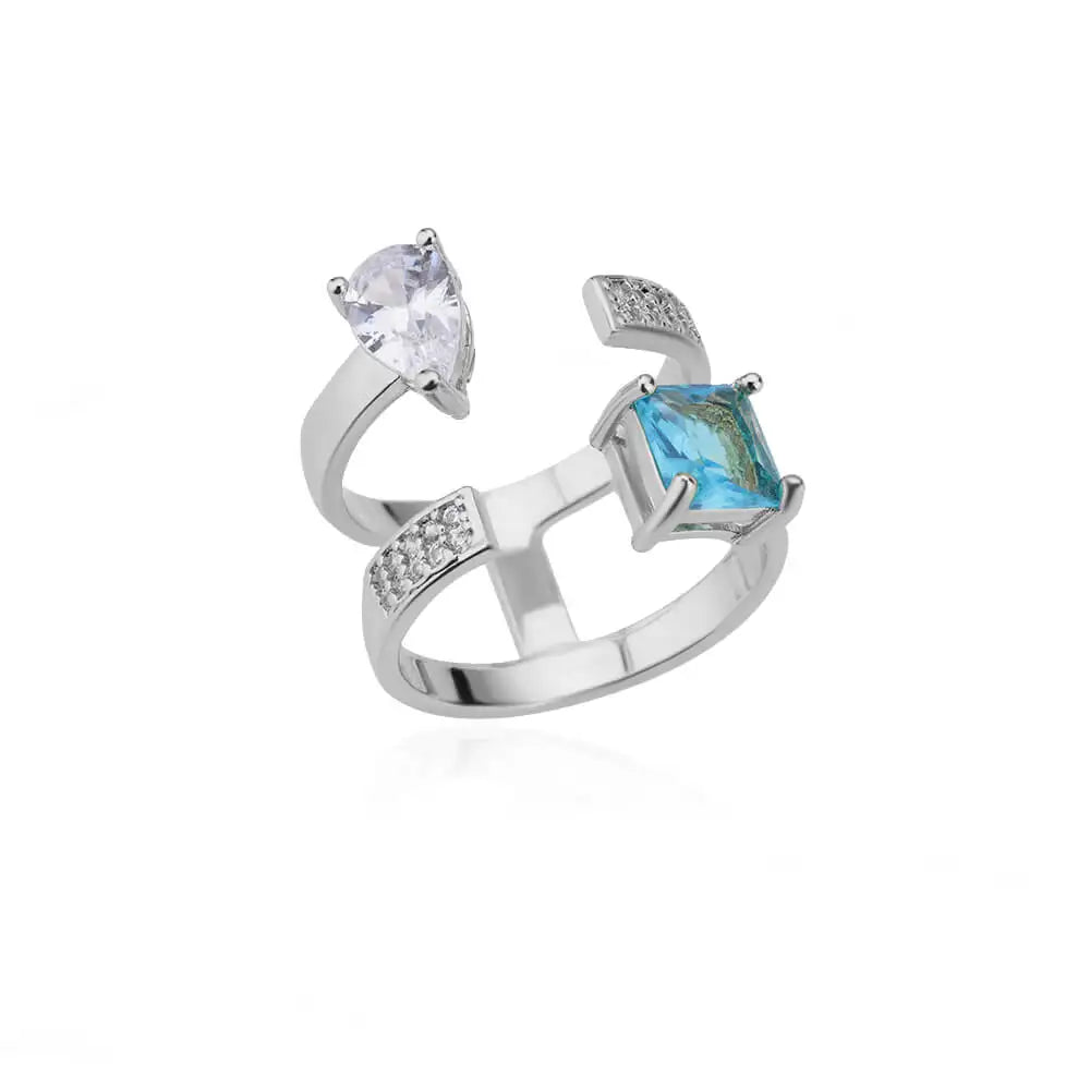 Gold-Plated Zircon Square Ring Stainless Steel – Wrapped Fashion Ring 2025