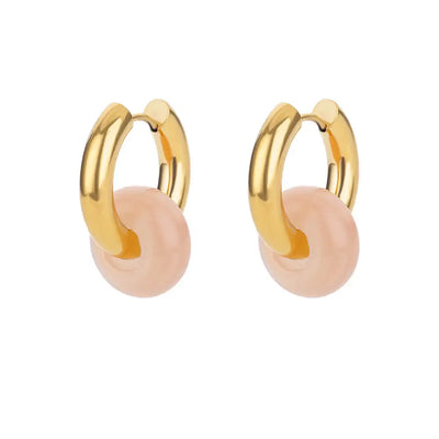 Natural Stone Drop Earrings for Women Stainless Steel Gold Color Opal Round Earrings Party Christmas Fashion Jewerly Gift Femme