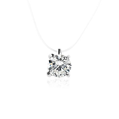 Transparent Fishing Line Necklace for Women Invisible Chain Clavicle Chain Rhinestone Zircon Heart Choker Trendy Jewelry